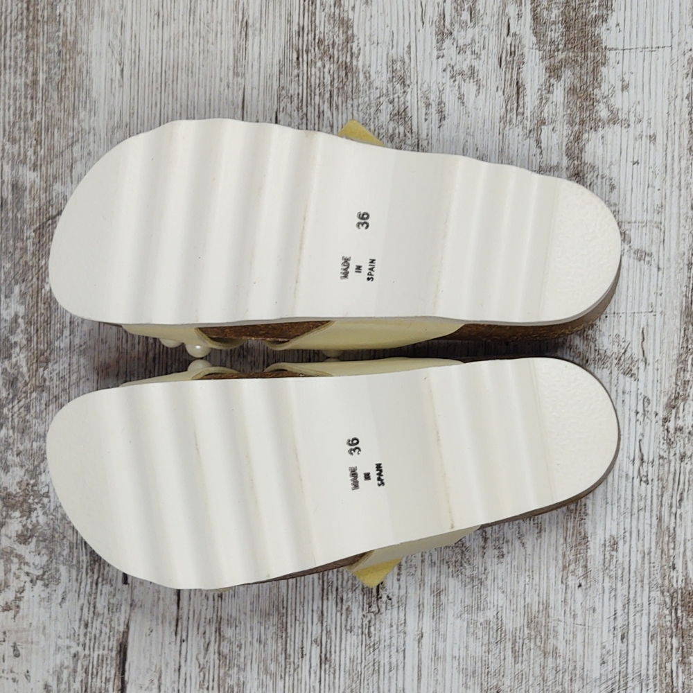 đ§NWOT Ethem Genuins Cream Pearl Slide Sandal - Picture 13 of 16